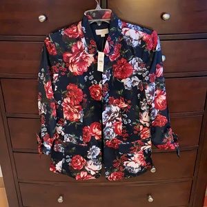 Loft Outlet floral 3/4 sleeve blazer sz M NWT